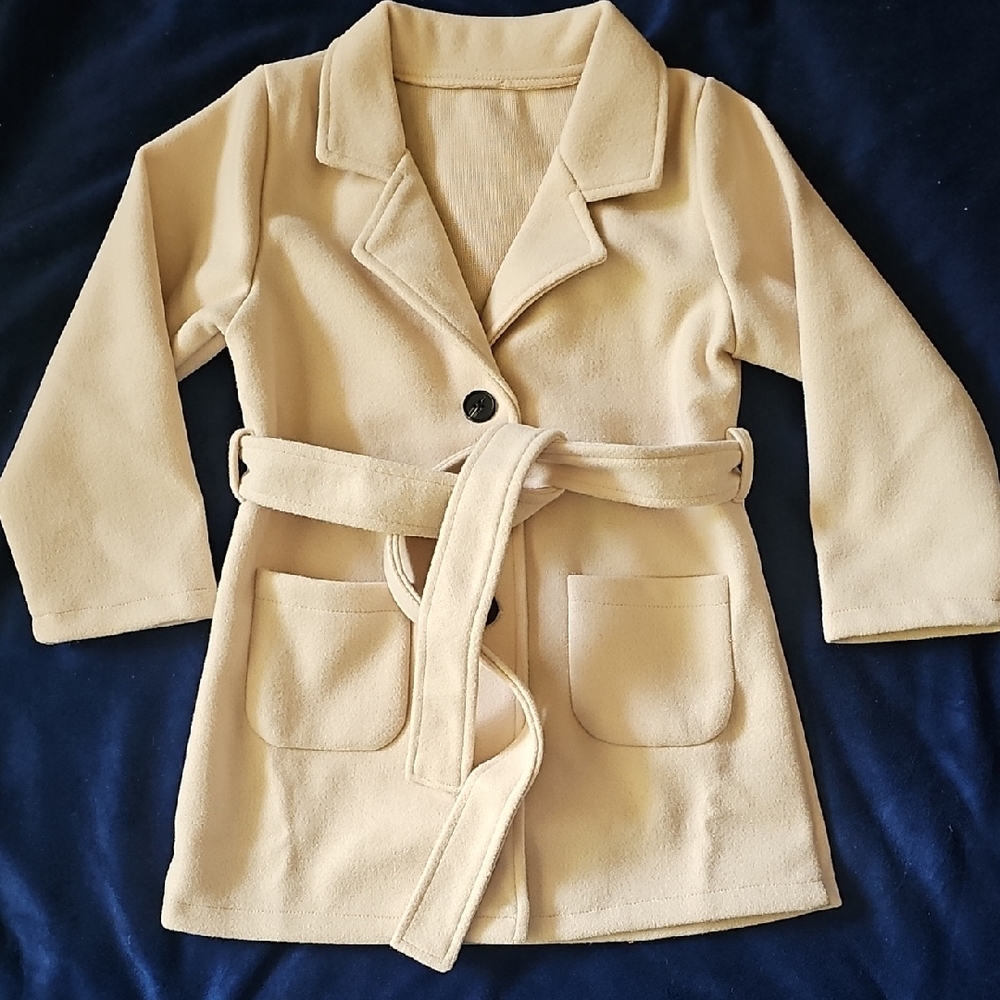 Stylish Tan Belted Baby Girl Coat